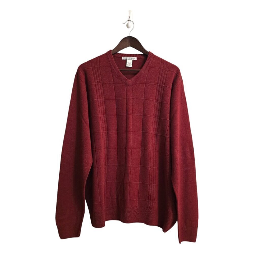 Geoffrey Beene Extra Soft V-Neck Long Sleeve Knit Acrylic Sweater Sz XL